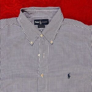 Ralph Lauren Yarmouth Blue Check Button Down Shirt XXL 2XB Big